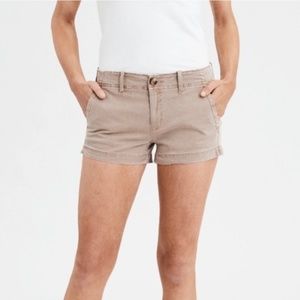 American Eagle Low Rise, Super Stretch Khaki Shorts